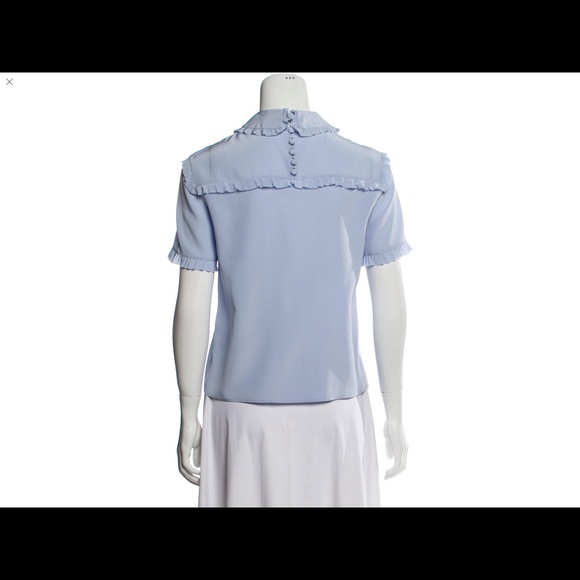 FLASH⚡️⚡️⚡️SALE!!! RED Valentino 100% Silk Soft Blue Polo w/ Ruffles.Like New!XS - Picture 3 of 3